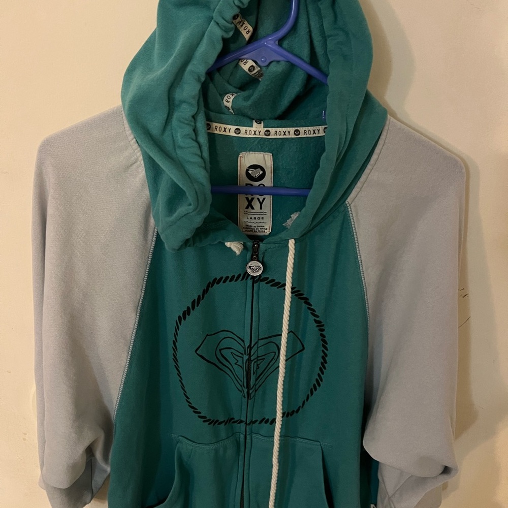Roxy Aqua and Light Gray Hoodie - Picture 3 of 3